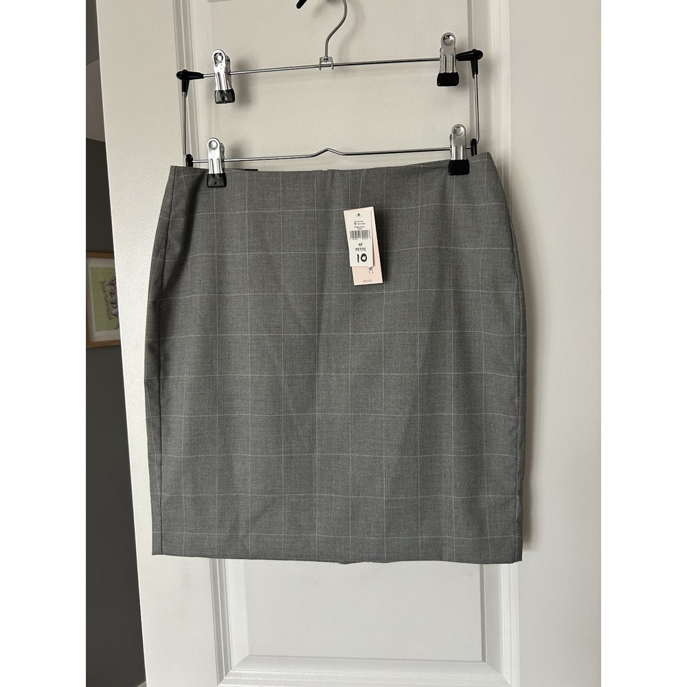 NWT Banana Republic Size 4P Plaid Light Grey Mini Skirt